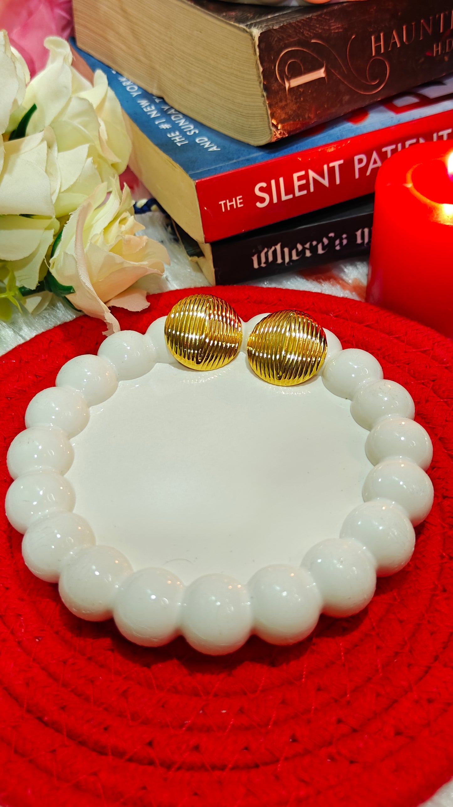 "Glow Up Your Look: Gold Ribbed Dome Studs ✨"
