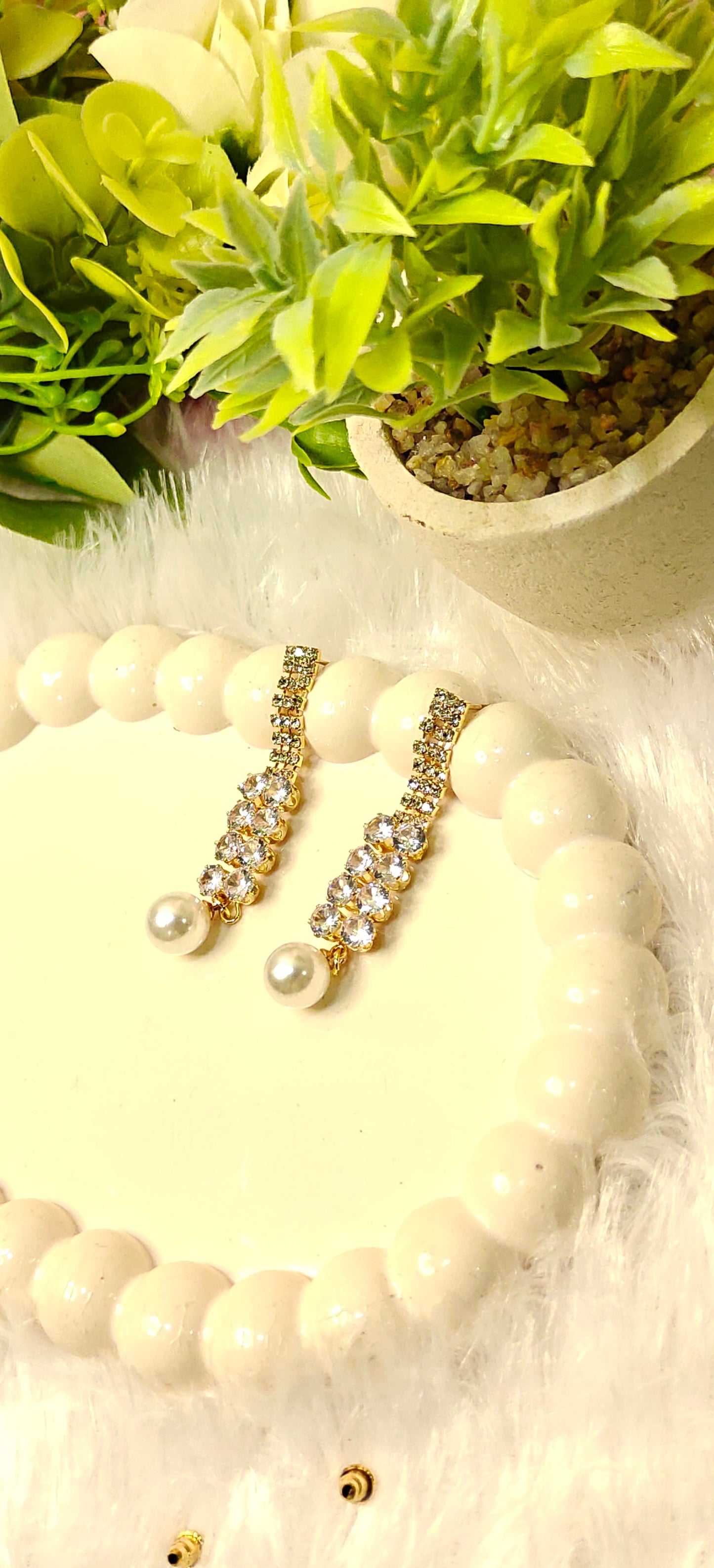Elegant Crystal &amp; Pearl Drop Earrings by DILVERSE