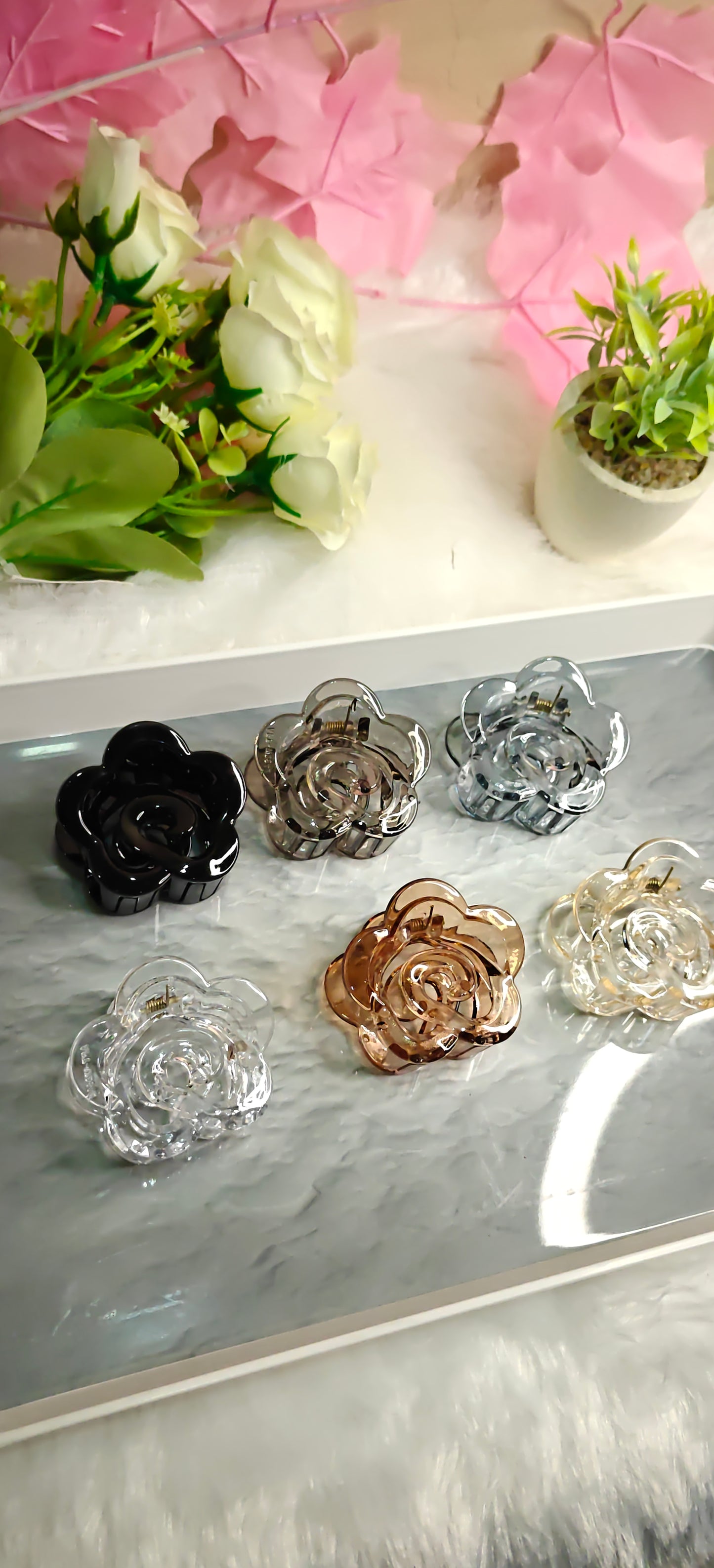 Set of 6 "Chic Floral Hair Clips Set - Elegant Accessories for Every Occasion"