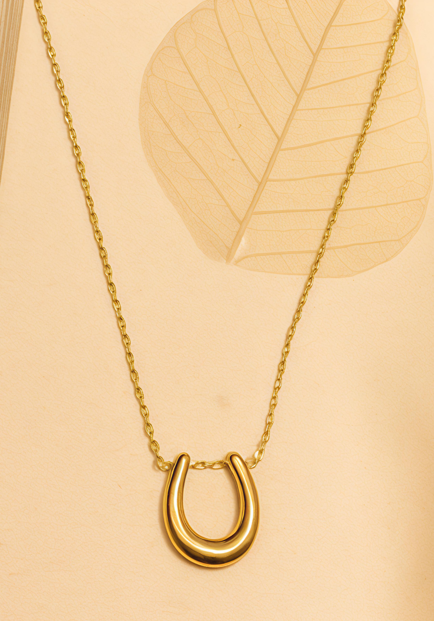 Elegant Gold Horseshoe Pendant Necklace at Dilverse
