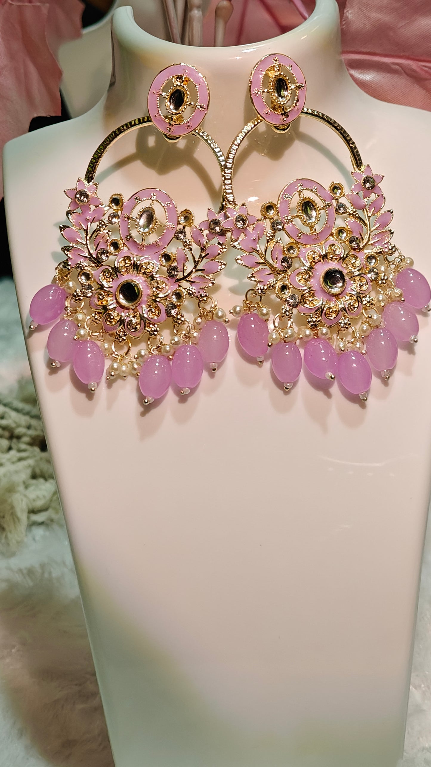 Pastel Blossom Statement Chandbali jumkas